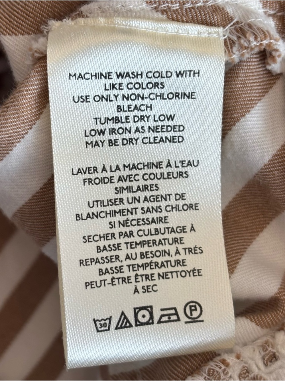 We The Free Beige and White Striped Ruffle Hem Button Down Shirt - Picture 10 of 12